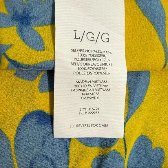 💙💛 Cabi Yellow Blue Floral Tunic Dress Size L Flowy Boho Lightweight💙💛 - Picture 10 of 11